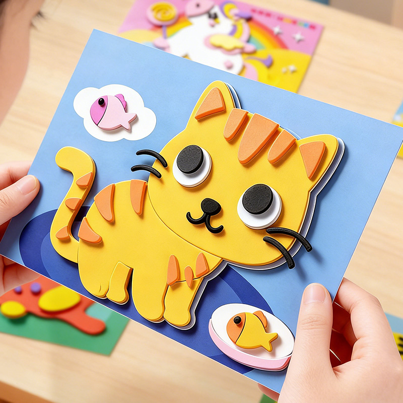 Science Toys Diy - 子供用3Dステッカー、ランダムシート10枚、使い捨て、手作りのEVAクラフトデカール、動物の形、DIYプロジェクト、教育工芸品に最適 | 3Dデカール | 子供向け教育科学玩具