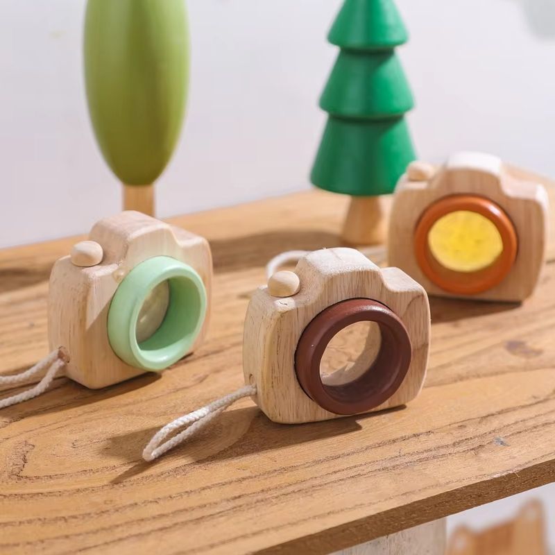 Science Toy - 木製虫眼鏡 ミニカメラ型 持ち運び簡単 屋外STEM玩具 学生科学観察ギフト 男の子