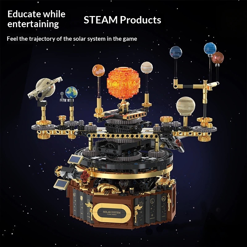 Solar System Orrery - Tuomu T2004 電気ソーラーシステム オレリービルディングブロック STEM教育用 レゴ互換