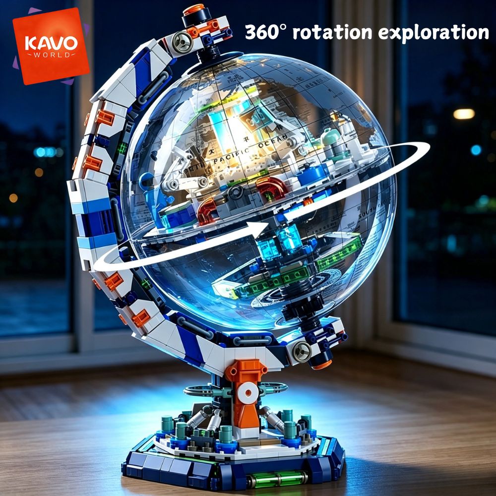 Hobby Science Lab - KAVOWORLD 1793ピース 宇宙ステーション 組み立てブロックセット LEDライトアップ地球儀モデル 3D航空宇宙建設キット