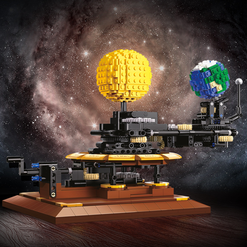 Solar System Orrery - 地球、月、太陽オーレリーモデル太陽系スーツシリーズ大人用DIYおもちゃビルディングブロック男の子ホリデーギフト865個